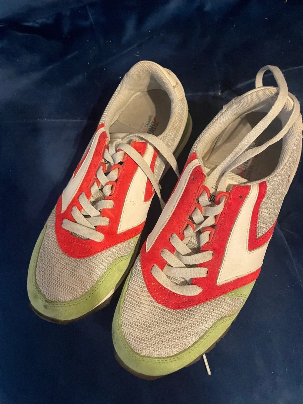 Brooks Retro Runner Sneakers in White, Red & Light Green